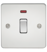 Knightsbridge Flat Plate 20A 1G DP Switch with Neon (Polished Chrome)